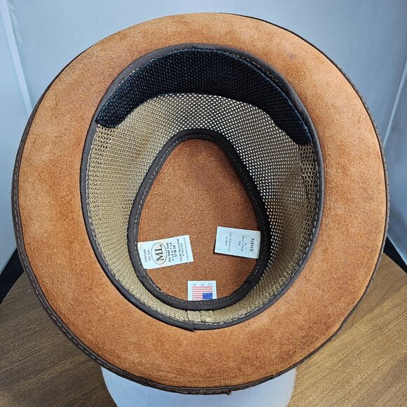 Player Leather/Mesh Fedora Hat | American Hat Makers | Chestnut | NWT | MED/LRG main image 6